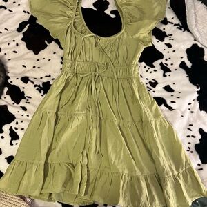 Green Ruffle Sleeve Dress